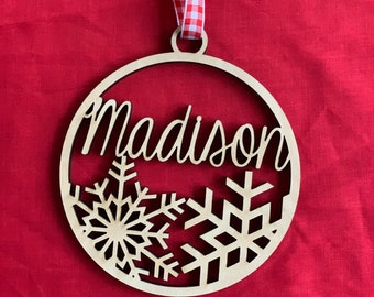 Custom Christmas ornament, 4" inch Holiday ornament custom with name, wood ornament Xmas decor