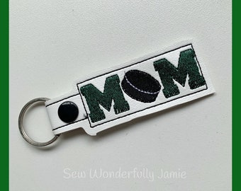 Hockey Mom Puck Key Fob Tag