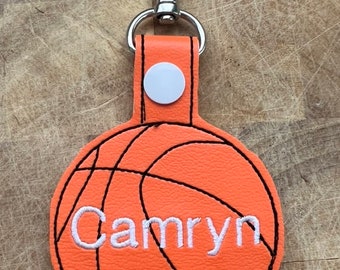 Basketball with name Key Fob Tag keychain bag tag