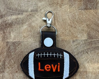 Football with name Key Fob Tag keychain bag tag