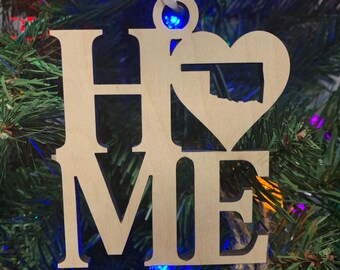 Oklahoma Home Heart Wood Ornament: State Pride Decor