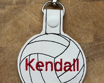Volleyball with name Key Fob Tag keychain bag tag