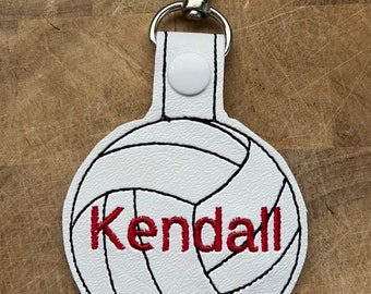 Volleyball with name Key Fob Tag keychain bag tag