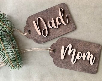 Stocking Tag Christmas 3D Name Tag Stocking Letter Gift Tag Name Place Setting made from wood ornament Xmas decor present tag plate