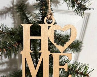 Ohio Home Wood Ornament: State Pride Christmas Tree Decoration