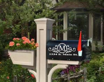 Two Sides- Flourish Mailbox Numbers Vinyl Decal Customized Swirly