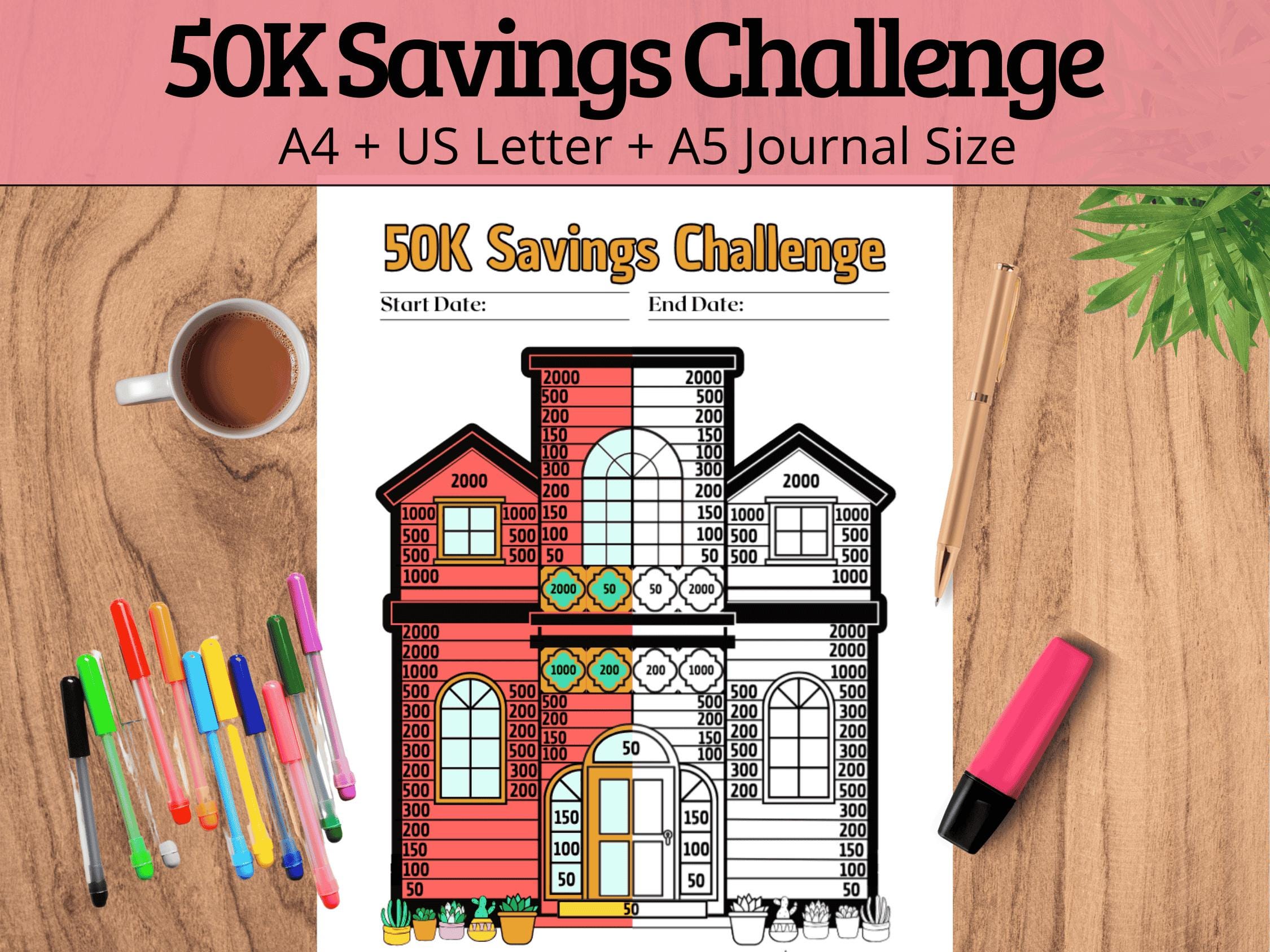 Alta 2023 Cal23007 Money Saving Calendar, Save 50,000 Yen, H 10.0 X W 6.6 X  D 4.1 Inches (