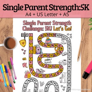 5K Savings Challenge for Single Parents | 100-Step Game Path to Color | Empowering Budget Tracker Printable
