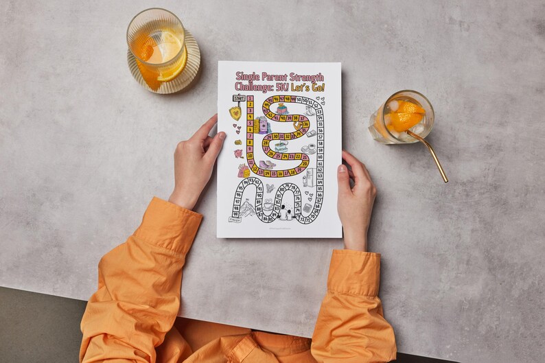 5K Savings Challenge for Single Parents | 100-Step Game Path to Color | Empowering Budget Tracker Printable