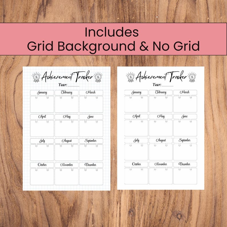 Yearly Achievement Tracker: Printable Planner Page for Annual Goals ...