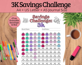 3k Savings Challenge: 100 Colorful Printable Wallet Trackers for Weekly Financial Goals
