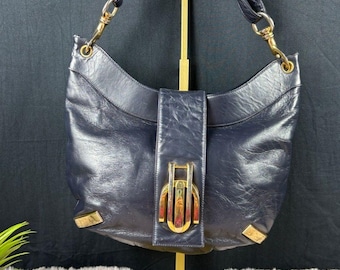 Vintage Susan Gail for Saks Fifth Avenue Black Leather Hobo Shoulder Bag