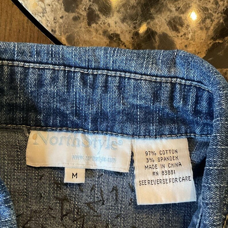 Picture of VINTAGE NORTH STYLE Distressed Denim Vest M - Etsy