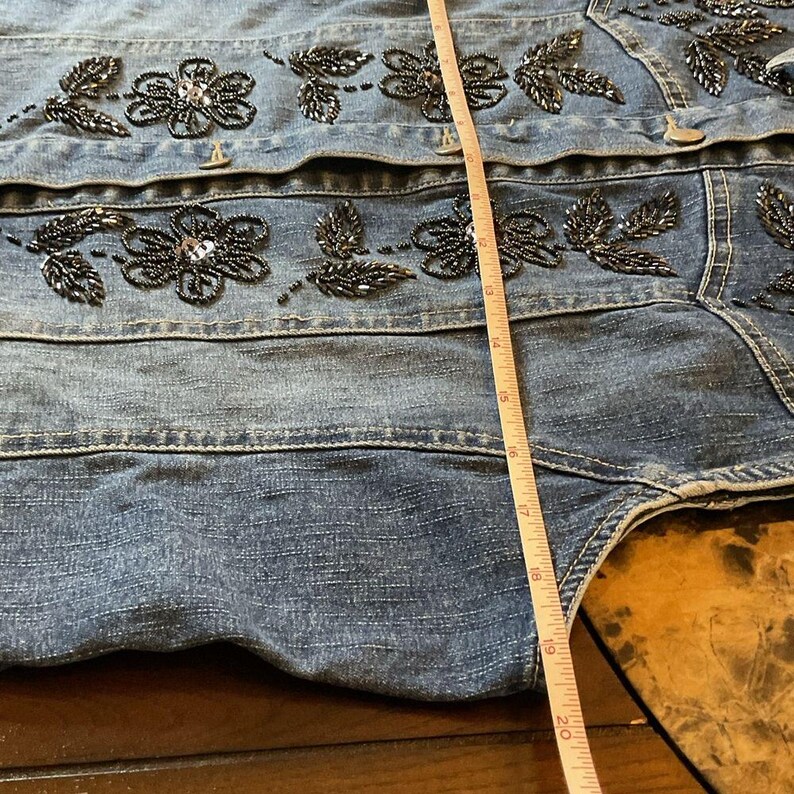 Image showcasing VINTAGE NORTH STYLE Distressed Denim Vest M - Etsy