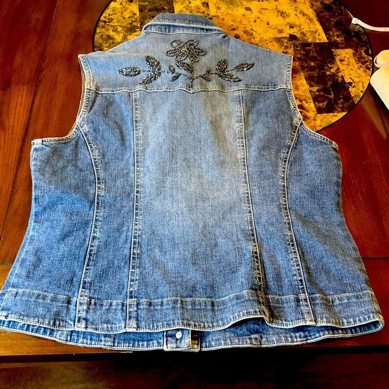Picture of VINTAGE NORTH STYLE Distressed Denim Vest M - Etsy