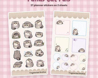 Pallas Cat Sticker Sheet, Kawaii Manul Planner Stickers, Cute Cat Journal Stickers, Note Stickers for Bullet Journal, Cat Lover Gift