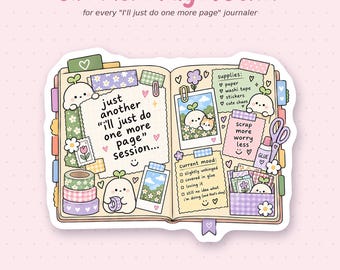 Junk Journal Sticker, Scrapbooking Sticker, Funny Journaling Sticker, Kawaii Washi Tape Sticker, Cute Laptop Sticker, Gift for Journaler