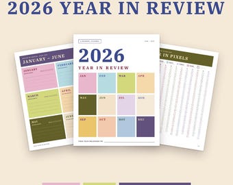 2026 Year in Review Printable Journal, Memory Keeping Pages, End of Year Reflection Prompts, Year in Pixels, A4 A5 Letter Booklet PDF