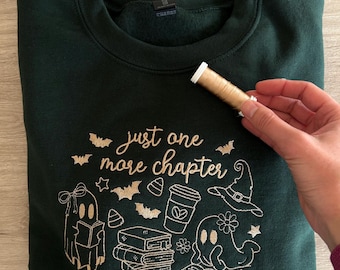 Embroidered "One more chapter" sweatshirt for book lovers - personalized gift