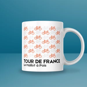 Le Tour de France Maillot a Pois Minimalist Bike Coffee Mug, Cycling Gift, Aesthetic TdF Cup, French Cyclist Birthday Gift for Him and Her