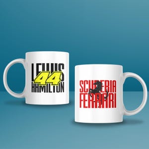 Formula 1 Lewis Hamilton Ferrari Coffee Mug, British Motorsports Grand Prix, Aesthetic F1 Cup, Italian Tifosi Birthday Gift for Him and Her