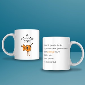 Kubek do kawy Le Poisson Steve Il est Orange Cute Funny Meme Gift, Modna pomarańczowa ryba TikTok, Francuska filiżanka do herbaty Poisson, Prezent dla niego i dla niej