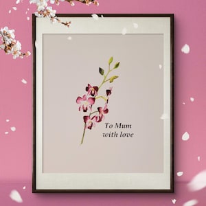 Stampa ad acquerello dipinta a mano di orchidee rosa - Regalo personalizzato per la mamma - Stampa artistica per la festa della mamma - Ricordo speciale personalizzato