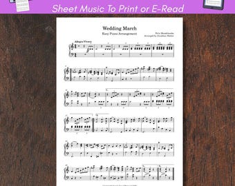 Marche nuptiale (Mendelssohn) – Partitions piano facile pour débutants | Imprimable + MP3 | Téléchargement numérique