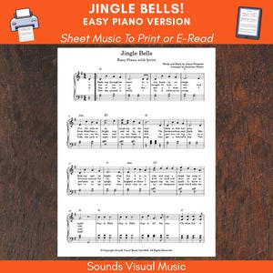 JINGLE BELLS Easy Piano Sheet Music for Beginners | Christmas Carol | Lyrics + MP3 | Digital Download