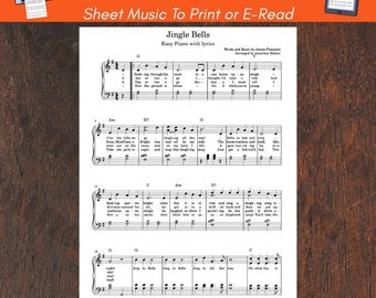 JINGLE BELLS Easy Piano Sheet Music for Beginners | Christmas Carol | Lyrics + MP3 | Digital Download