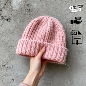 Easy Crochet Beanie Pattern + Video | Basic Puff Stitch Hat PDF | Beginner Hats Pattern