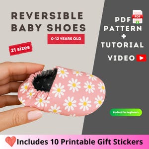 Shoes for Baby and Toddler Sewing Pattern, Easy Reversible Baby Pattern, Slippers Sewing Pattern, Video Tutorial, PDF Instant Download,