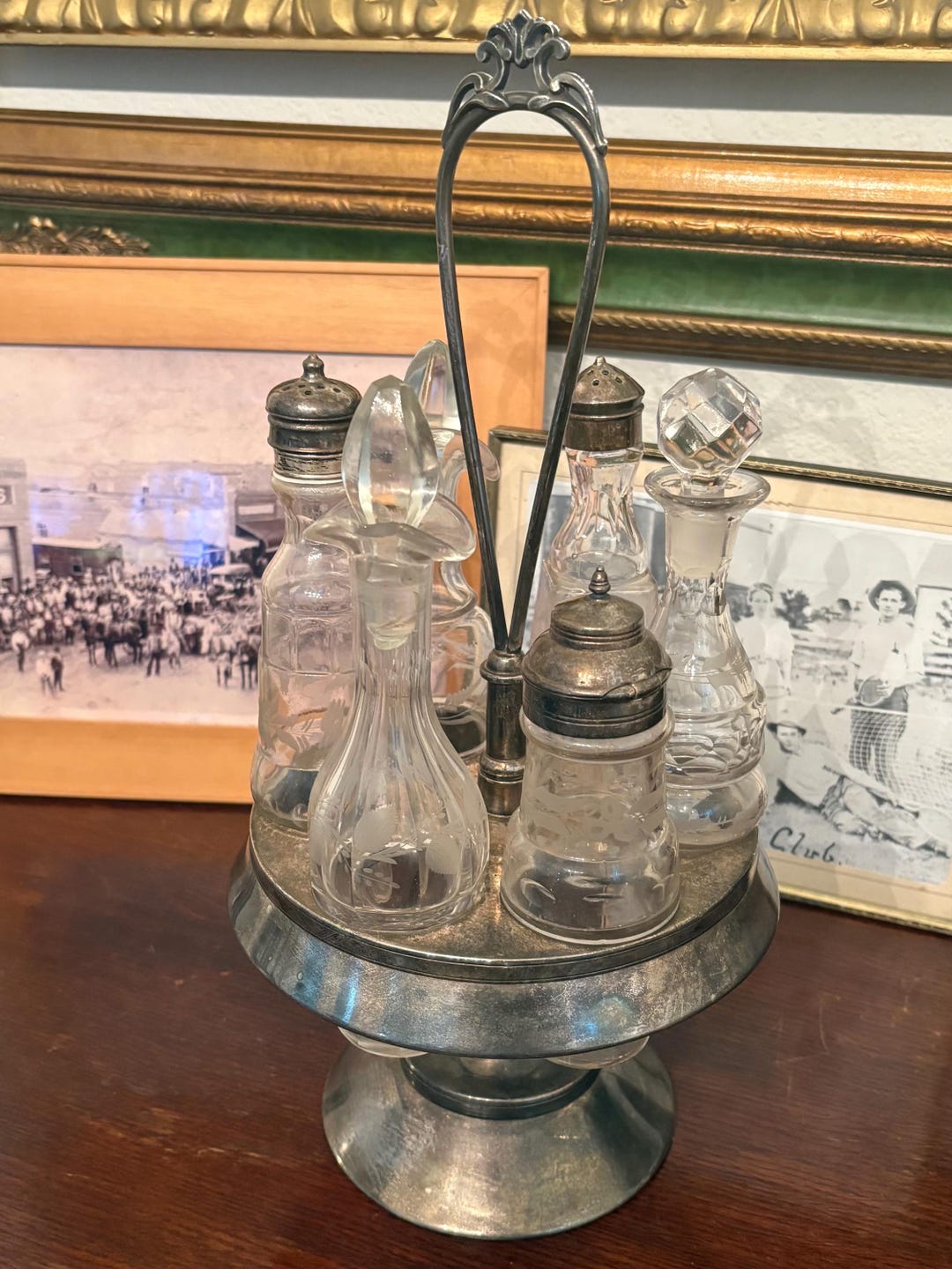 アンティーク雑貨 Antique Condiment Set (6 Pieces) Antique 6-slot Silver-plate Cruet Set - Etsy