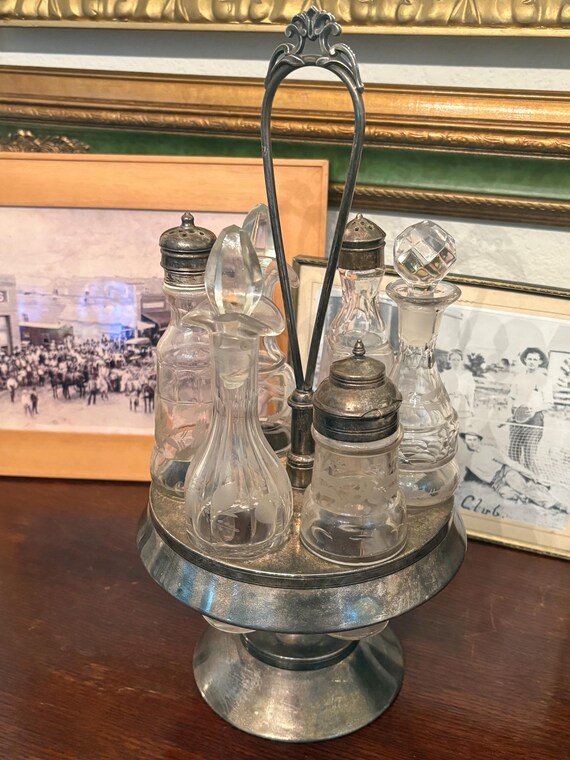 Antique 6-slot Silver-plate Cruet Set - Etsy