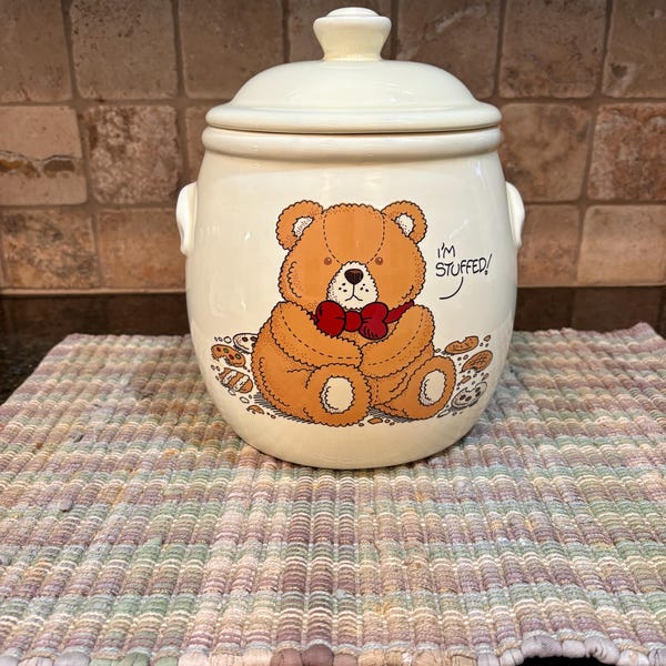 Vintage Treasure Craft “I’m Stuffed” Teddy Bear Cookie Jar