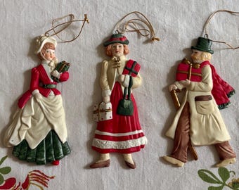 Three Ardco Dallas Porcelain Ornaments Victorian-Era Figures 1970s
