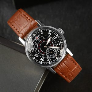 Pobeda Aviation watch for men - mechanical watch, silver steel case, perfect gift idea, custom gift for him, anniversary gift