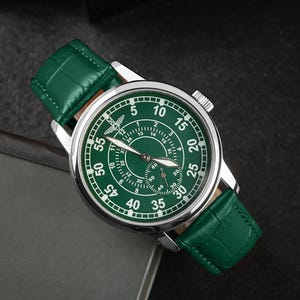 Mechanical Aviation watch - vintage Pobeda watch, men&#39;s wristwatch, historical pilot watch, jewelry for men