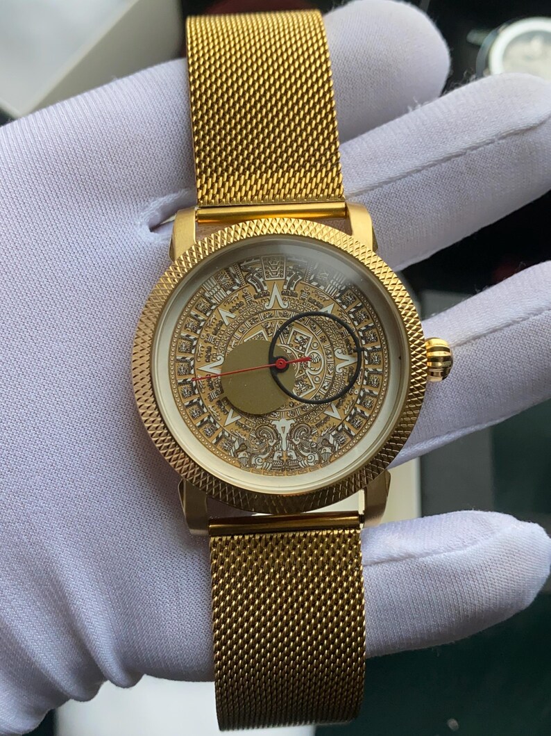 RARE Aztec Calendar - Vintage Wrist Watch With Copernicus Moon Hands ...