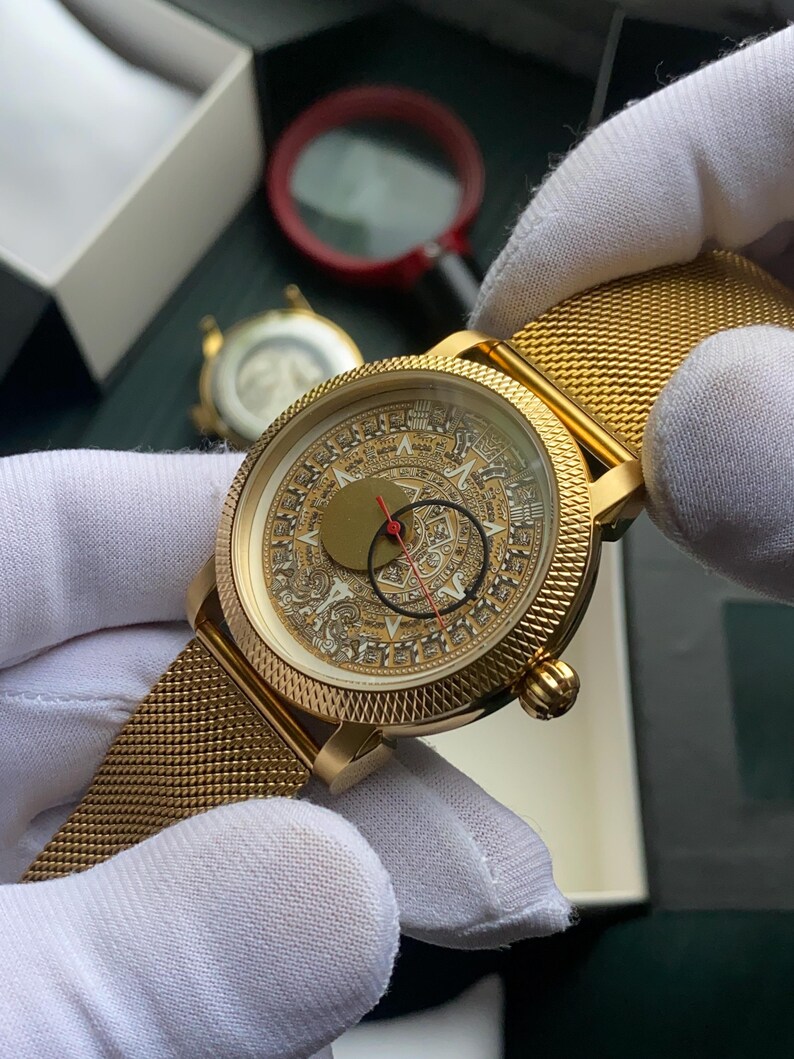 RARE Aztec Calendar - Vintage Wrist Watch With Copernicus Moon Hands ...