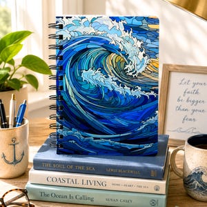 Ocean Wave Spiral Notebook Coastal Journal Beach Lover Notebook Ocean Art Journal Surf Inspired Writing Journal |Gift for Ocean Lovers