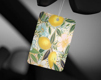 Lemon Car Freshener Citrus Scent Floral Design Botanical Accessory Summer Air Fragrance Hanging Decoration Driver Gift Travel Essential