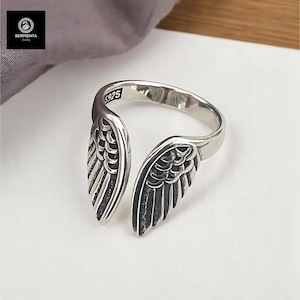 Wing Shaped Ring, 925 Sterling Silver Ring, Adjustable Open Silver Ring for Women - Jewellery Gift for her