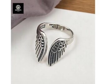 Wing Shaped Ring, 925 Sterling Silver Ring, Adjustable Open Silver Ring for Women - Jewellery Gift for her