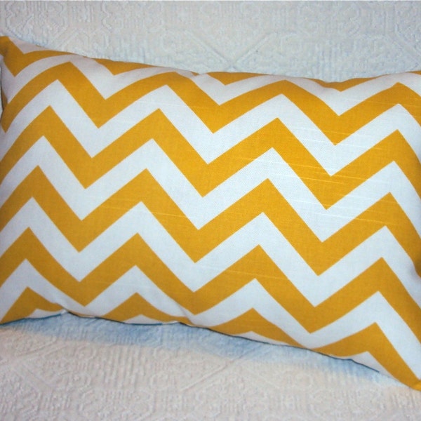 18x12 Bright Yellow Chevron Zig Zag Decorative Lumbar Pillow Cover