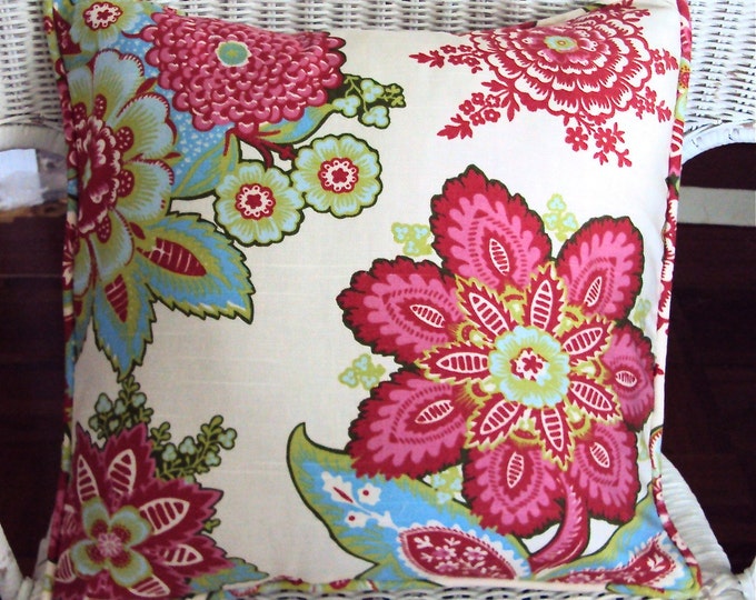 FREE SHIPPING Annie Selke Shalini Ivory and Raspberry Floral Etsy