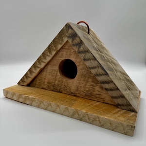 Handcrafted A-Frame Birdhouse - Sanded Rough Sawn Pine