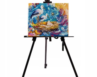 Adjustable Folding Aluminum Easel for Outdoor Painting – Includes Carrying Case Ideal for Studio and Display Use h158 cm 62’’