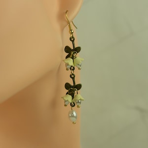 Lily of the Valley Earrings: Vintage Floral Drop with Pearl