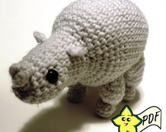 PDF Crochet Amigurumi Animal Patterns: Rhino Amigurumi PATTERN